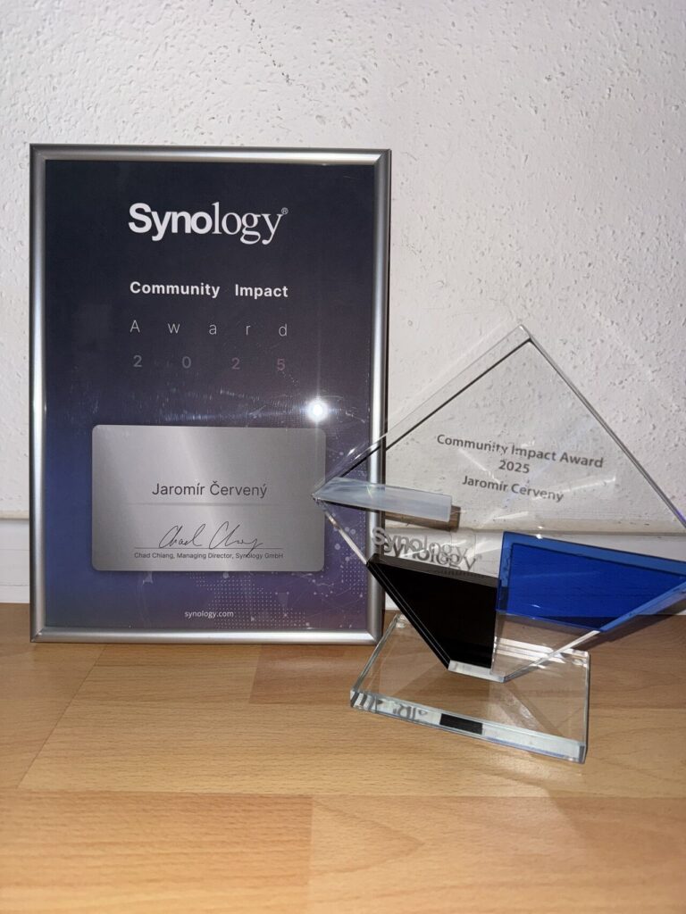 Synology ocenění Community Impact Award za přínos pro uživatelskou komunitu Synology CZ/SK v roce 2025.